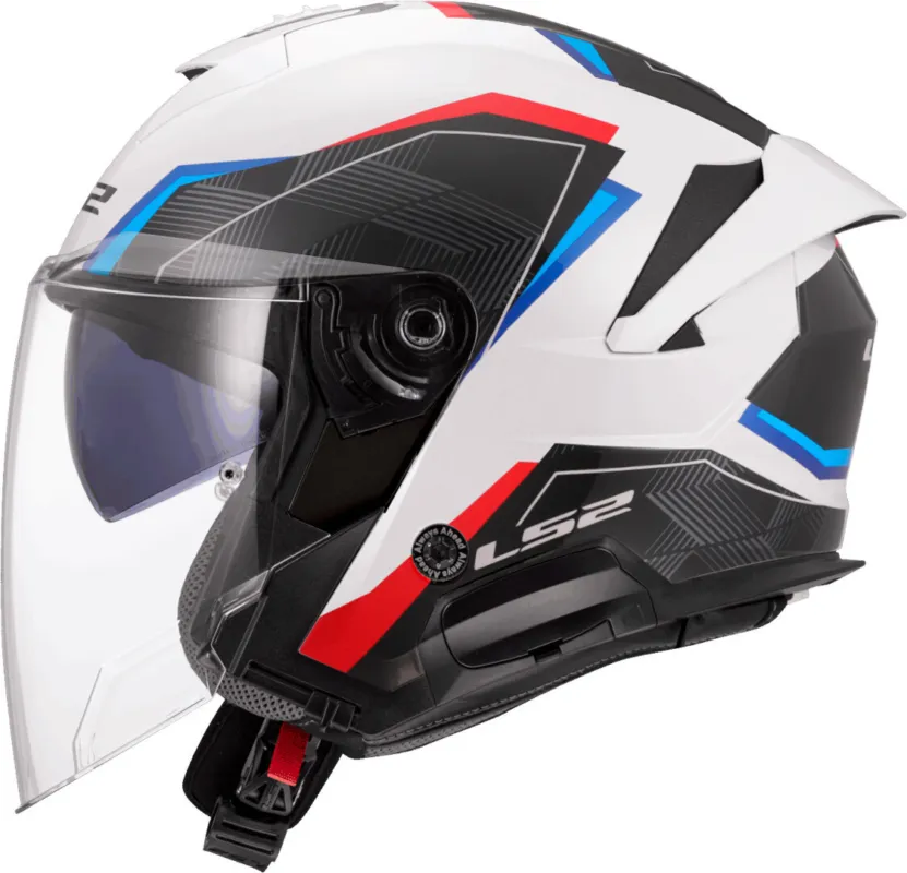 Autentický LS2 OF618 Verso II Air Trysková přilba bílá/modrá/červená - M (57/58)
