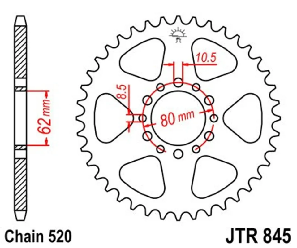 Akce Řetězová rozeta JT JTR 845-43 43 zubů, 520