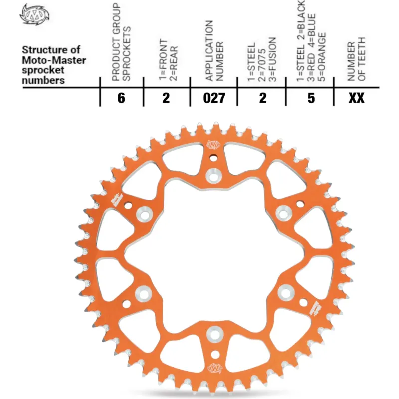 Zadní rozeta 420 48 zubů, Moto-Master 7075 Alu Orange 6202725, KTM 65 SX / Husqvarna TC 65 Akční Cena