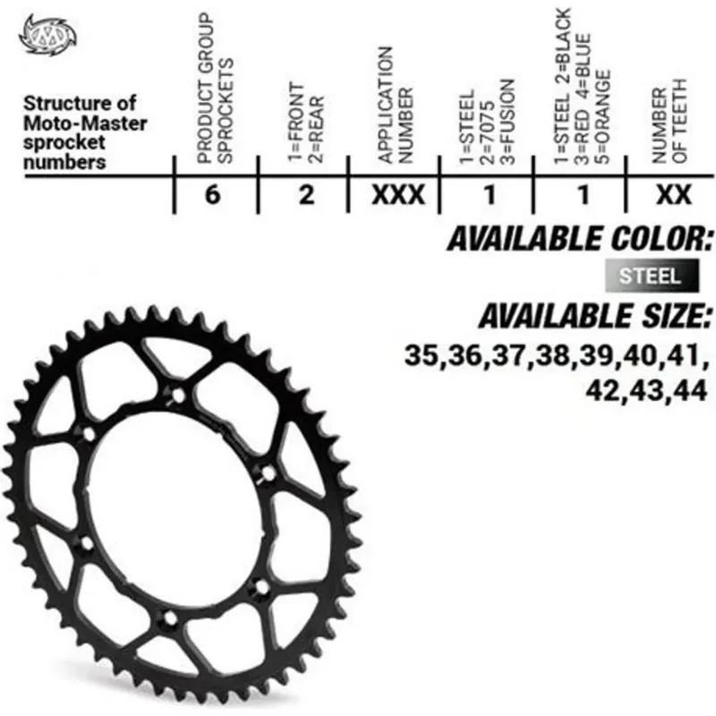 Zadní rozeta 428 42 zubů, Moto-Master Steel 620291, KTM / GasGas / Husqvarna 50 Sezónní Sleva